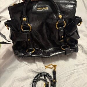 Miu Miu Black Satchel with Gold Accents
